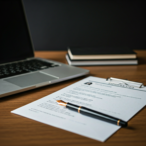 Professional resume preparation desk setup